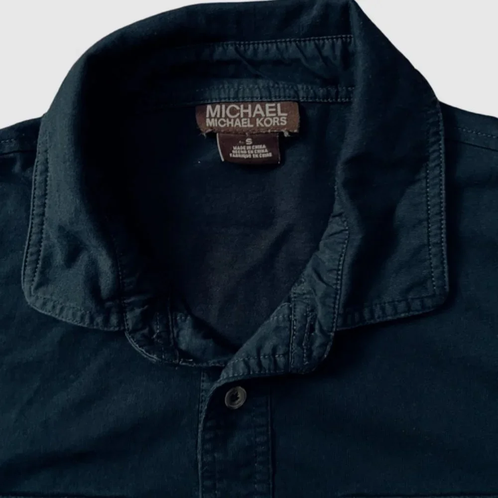 Michael Kors Men's Short Sleeve Collared Shirt Navy Blue, Size S - Picture 4 of 6
